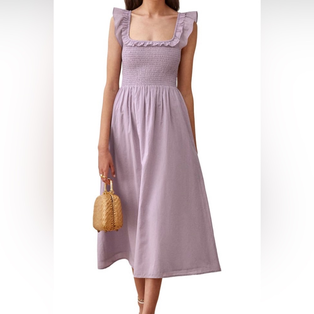 Reformation Noreen Smocked Ruffle Dress Size Medium